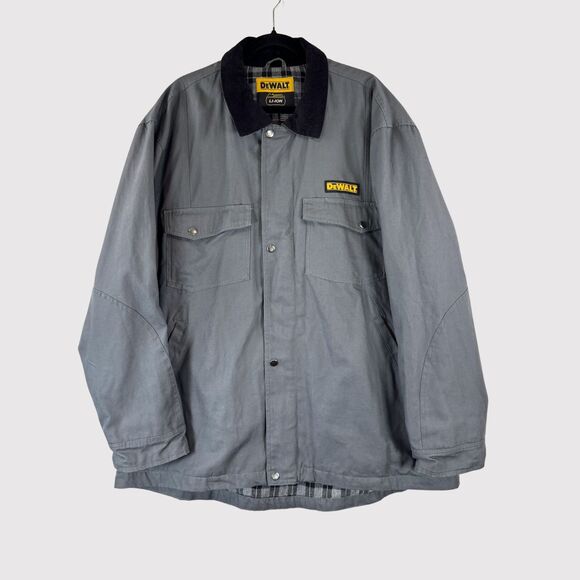 DEWALT Mens Jacket Gray Heated Barn Coat Full Zip Lined Flannel Work Size XL - Picture 2 of 11